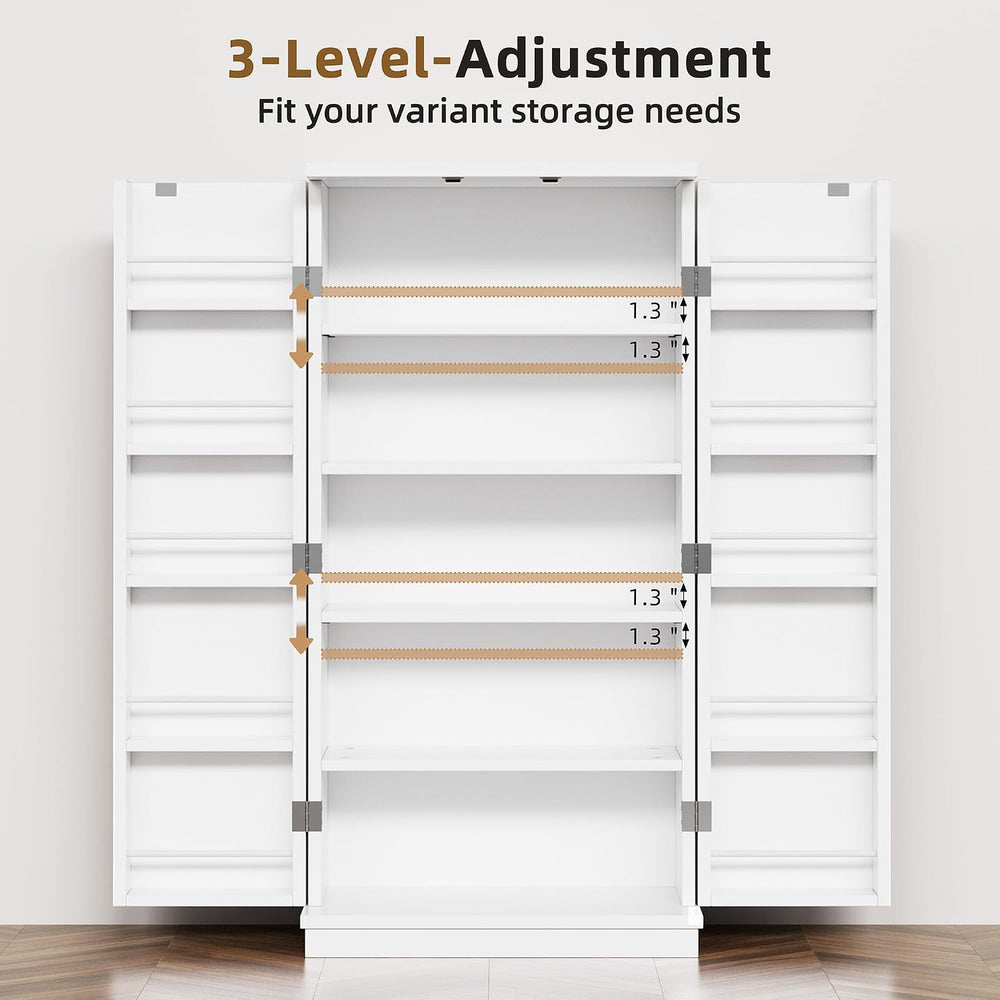 Shintenchi 47'' Kitchen Pantry Cabinet, 5-Layer Storage Cupboard, White