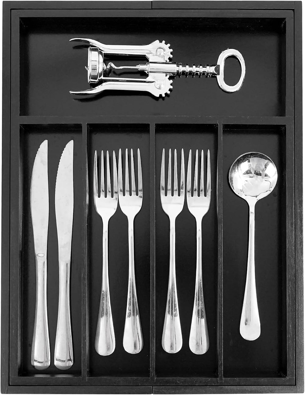 VaeFae Bamboo Drawer Organizer, Medium, Black