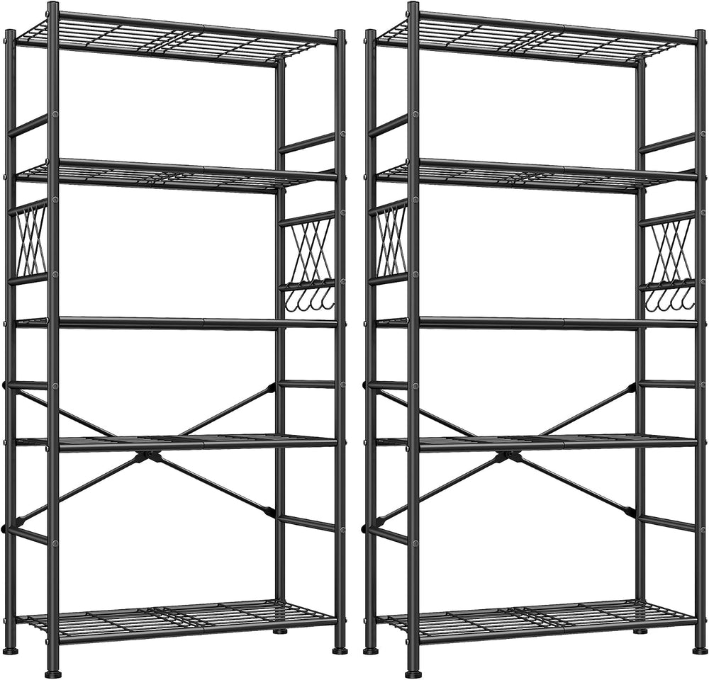 5-Storage Shelves Wire Shelving with Hooks, Metal Shelving Units Shelf Organi...