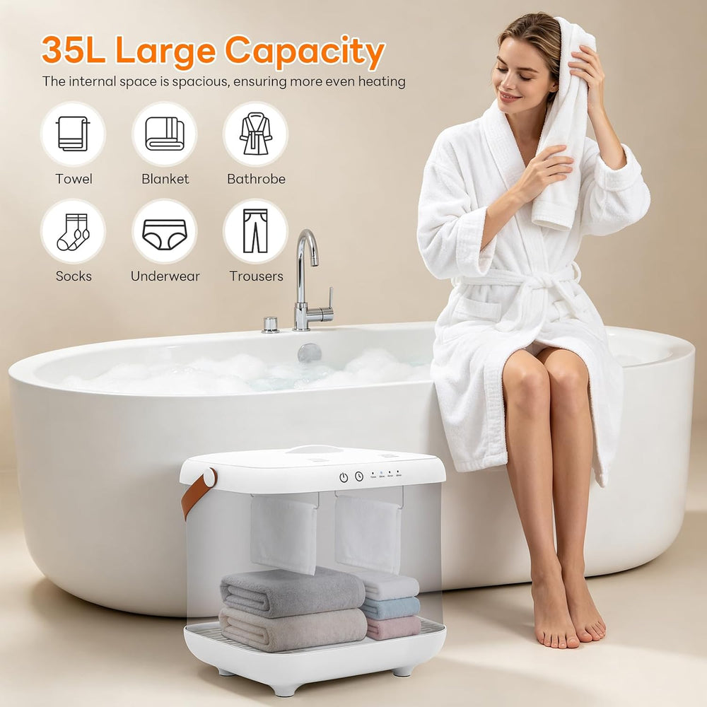 Towel Warmer, 35L Foldable Heated Towel Warmer Bucket for Bathroom, 4 Timer S...