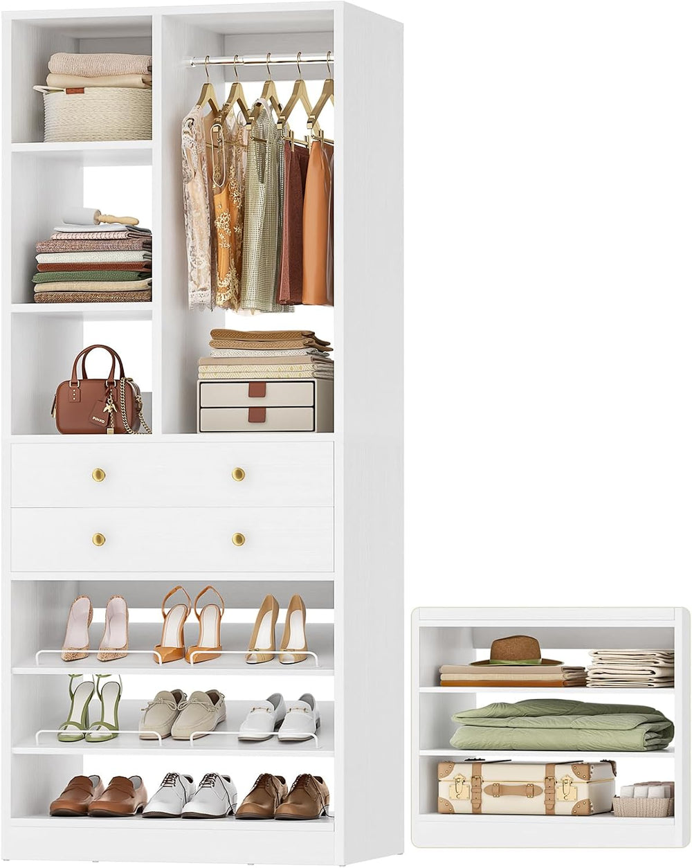 Besiost Small Closet System, 28"/2.3 FT Closet Organizer System with Dra...