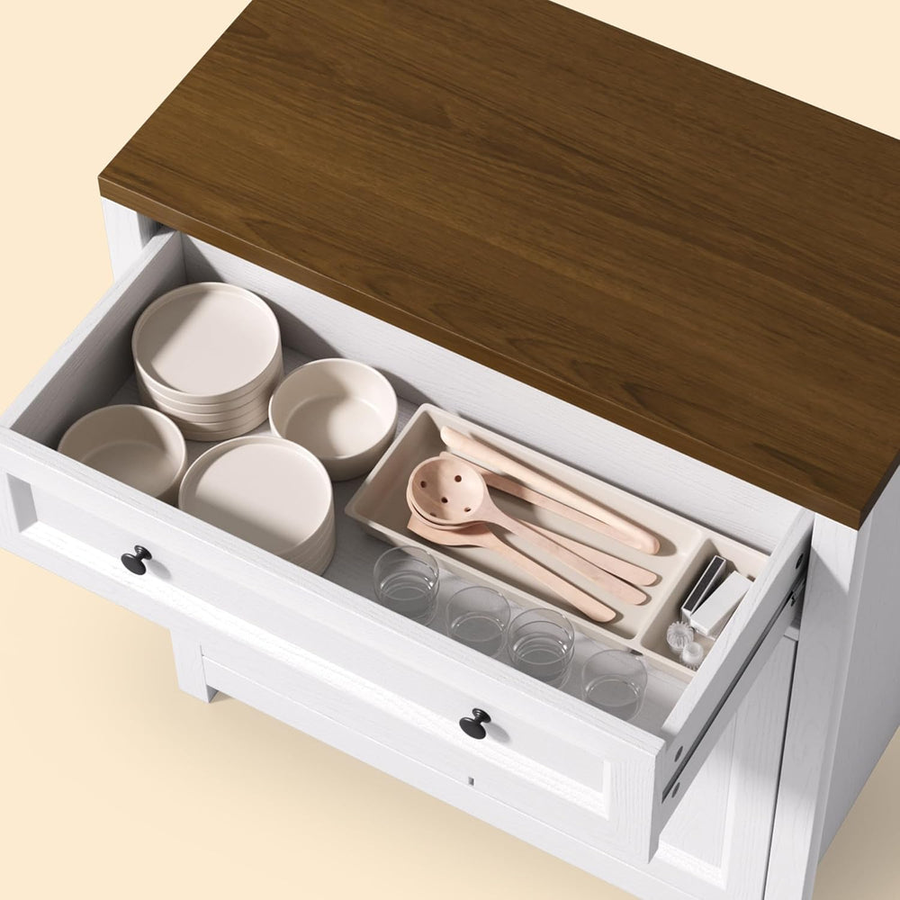 Gizoon Storage Cabinet with Adjustable Shelf, 2-Door Farmhouse Buffet