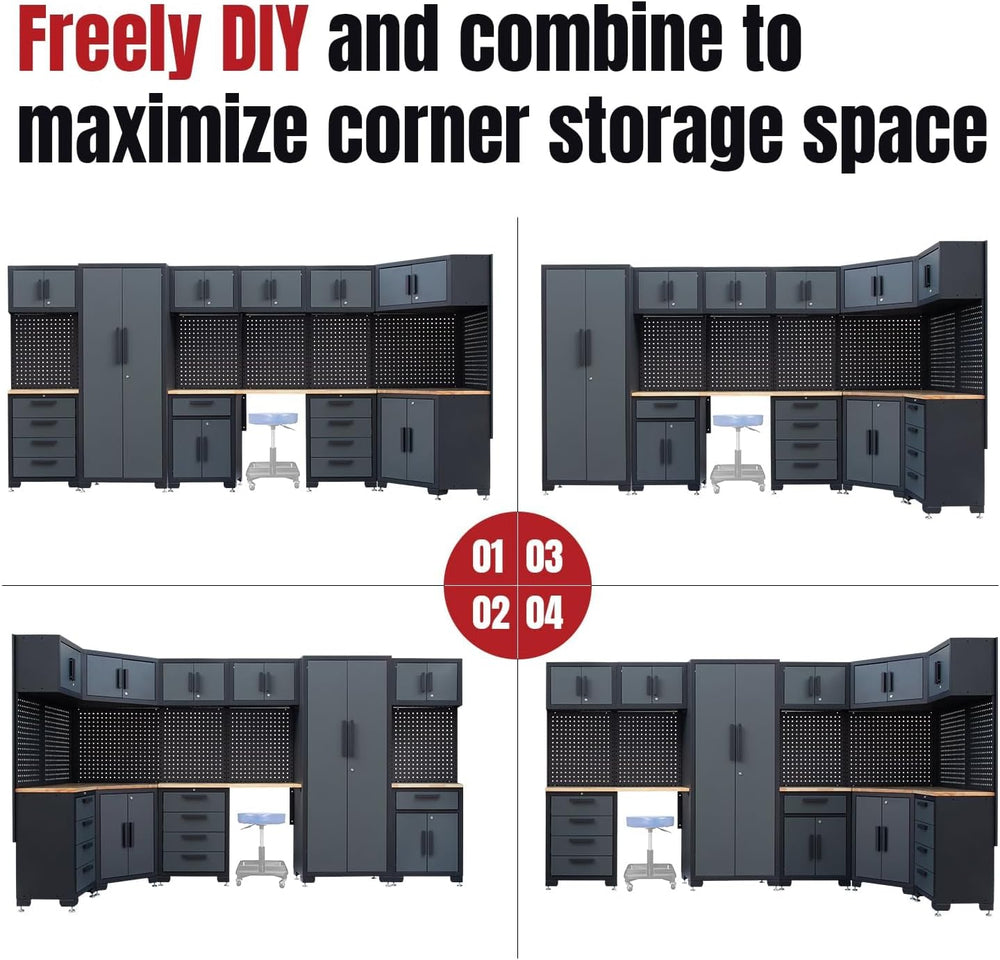 15PCS Corner Garage Storage Cabinet System