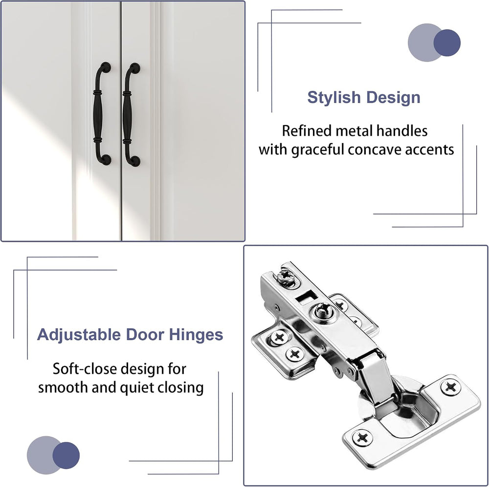 White Armoire Wardrobe Closet with 4 Drawers, 88" Tall x 63" Wide