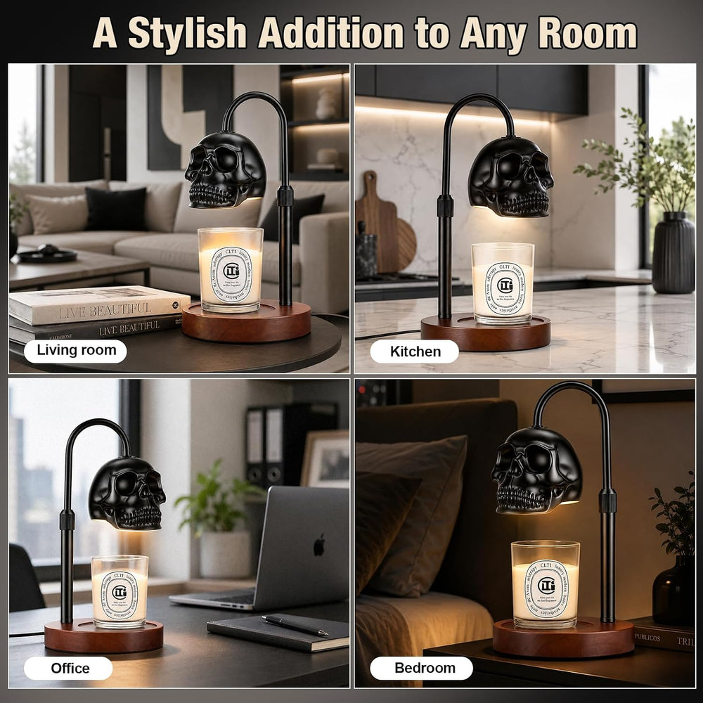 Skull Candle Warmer Lamp with Timer & Dimmer Black Spooky Halloween Decor