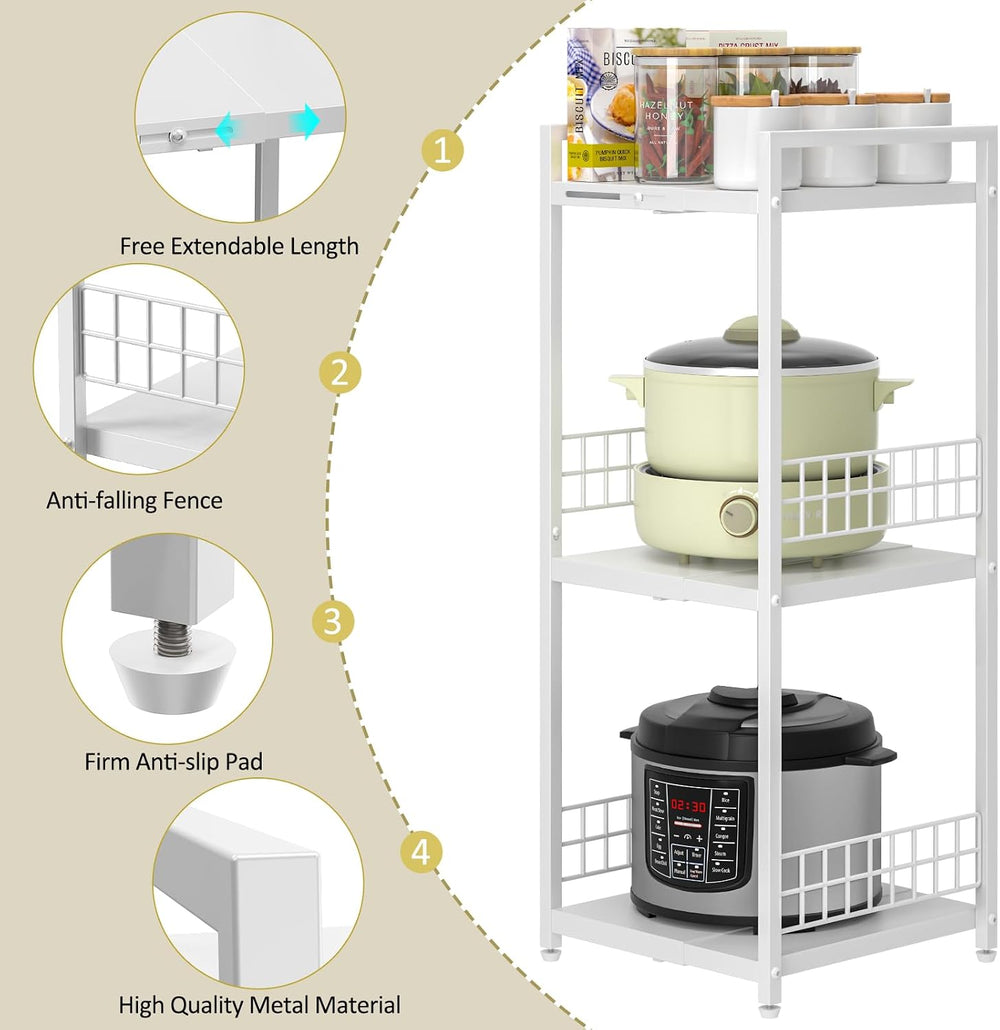 DAOUTIME Expandable Slim Storage Shelf, 3 Tier Metal Shelving Unit for Bathro...