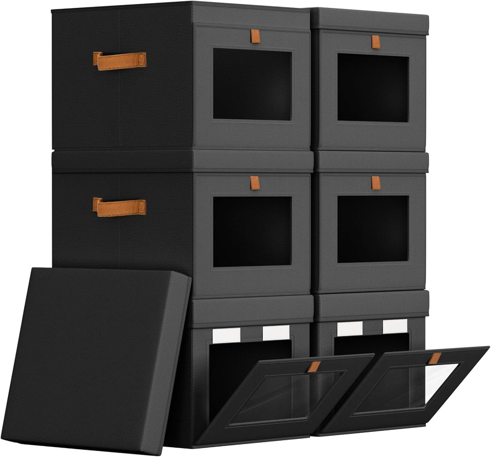 Homsorout Storage Bins with Lid – Closet Organizer with Side Opening and Clea...