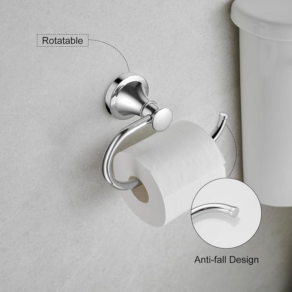 Hoimpro Toilet Paper Holder Towel Ring Set, Wall Mount Polished Chrome
