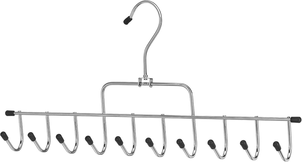 Whitmor Clothes Hanger, 10 Hook Accessory-Hanger, Chrome Metal Tie Hanger for...