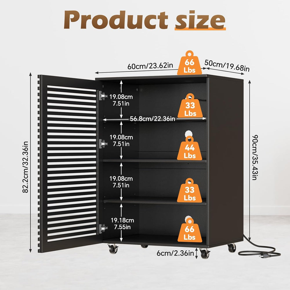 PAKASEPT AV Media Cabinet, 5-Tier AV Media Stand with Grille Door and Adjusta...