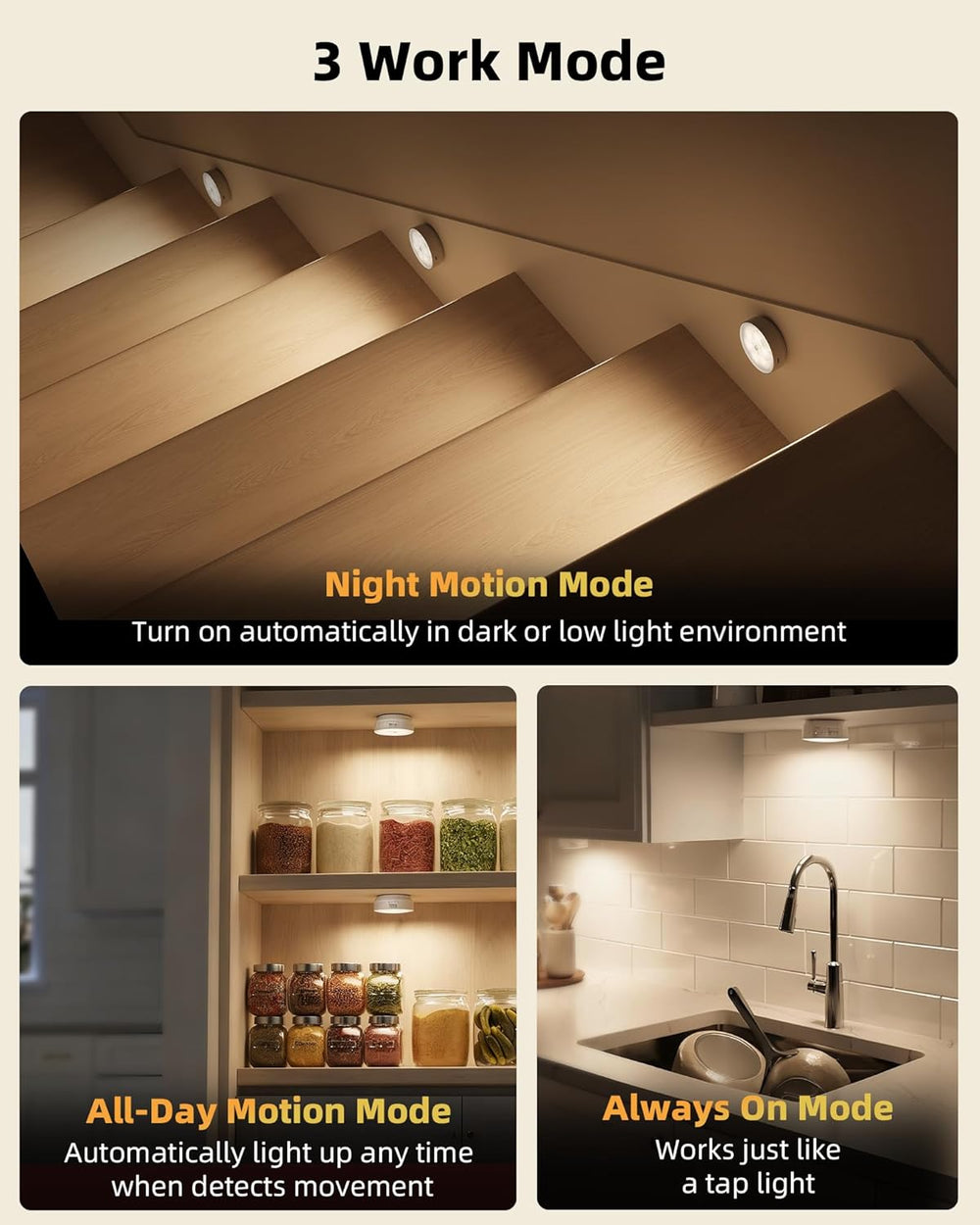 EZVALO 4 Pack Motion Sensor Closet Lights with Charging Station, 1200mAh Rech...