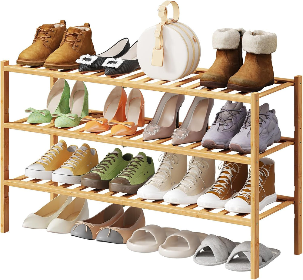 3-Tier Long Shoe Rack for Closet, Adjustable Height Shelves, 33-Inch