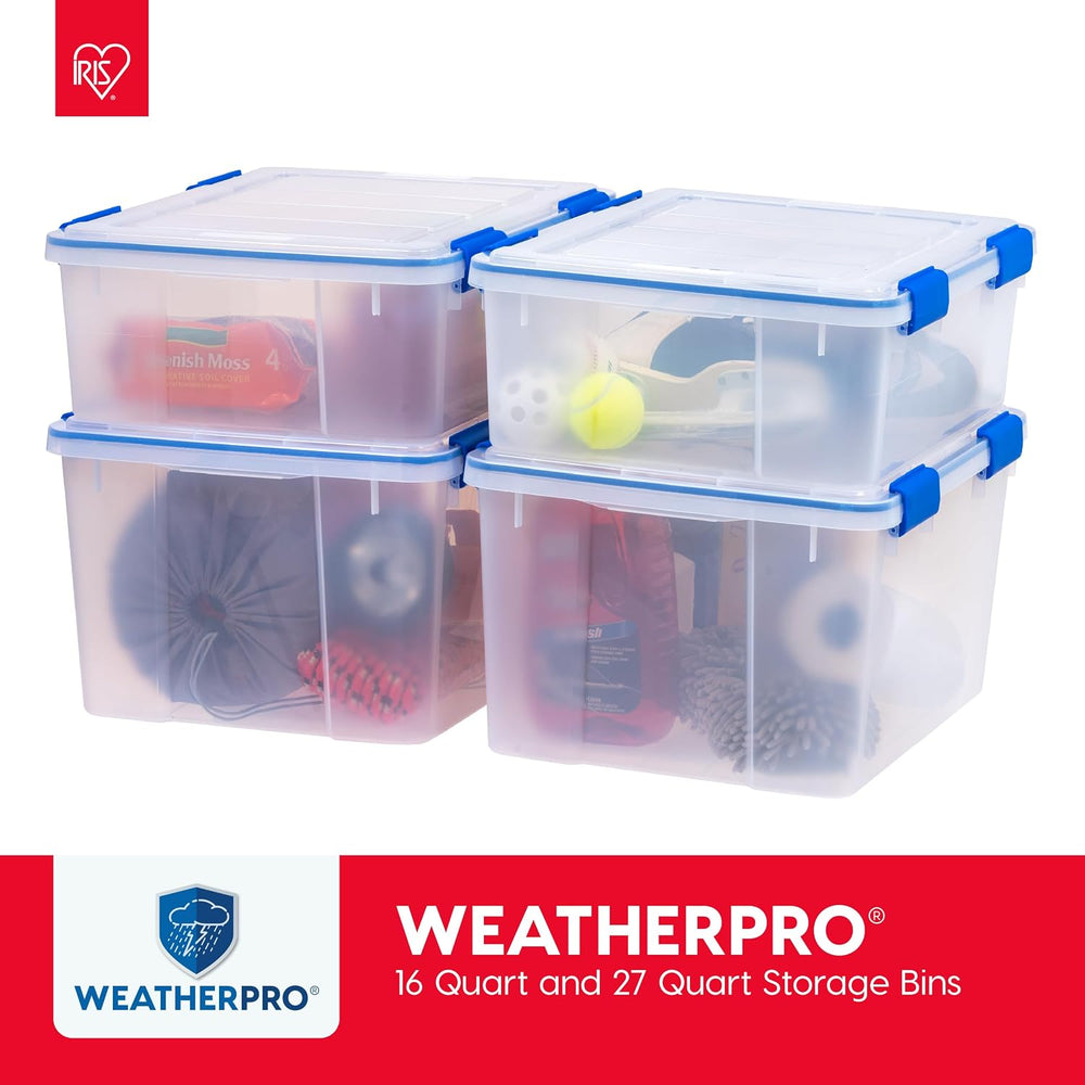 IRIS USA 3-Pack Storage Bins With Gasket Lids, 16-Quart Capacity, Clear