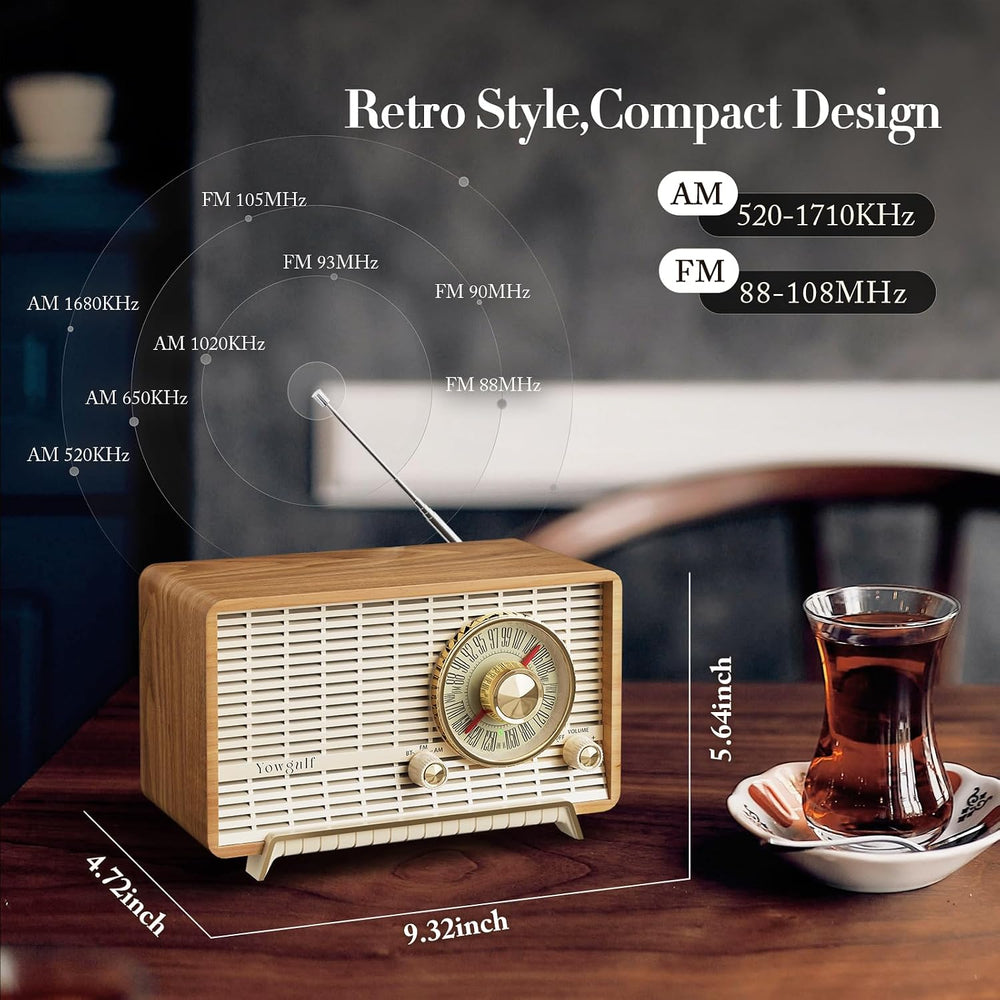 AM FM Radio Classic Retro Wood Table Bluetooth Speaker Plug-in Wall