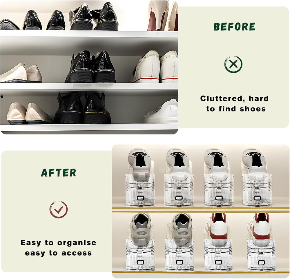 FENRUNXU Shoe Slots Organizer for Closet,24 Pack Shoe Stacker Shoe Rack Organ...