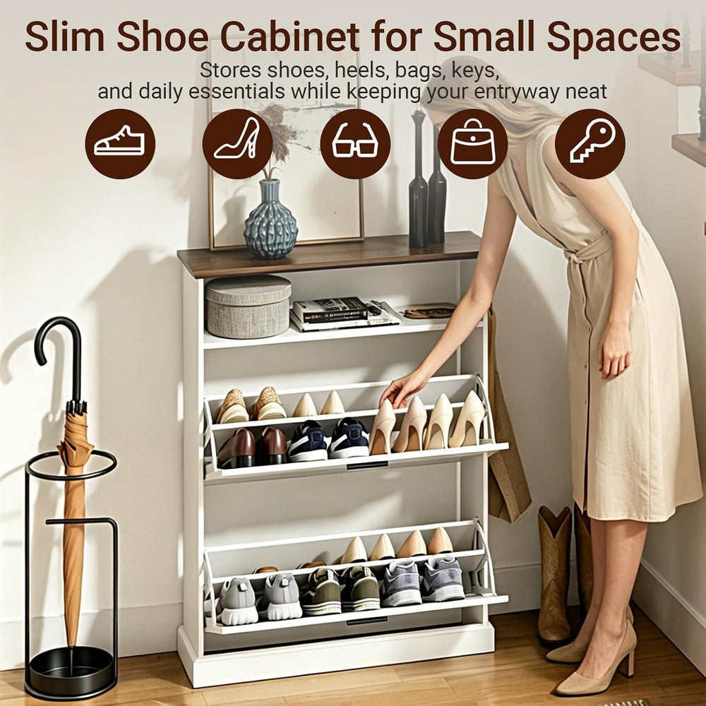 SoBuy Shoe Cabinet Storage with Open Shelf & Hooks