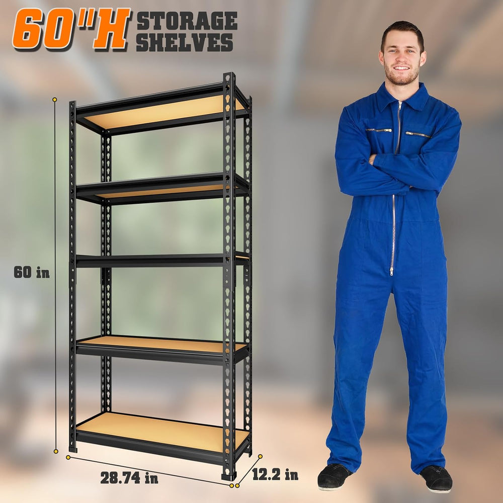 5-Tier Storage Shelving Unit, Metal, for Garage, Kitchen, Laundry Room, Adjus...