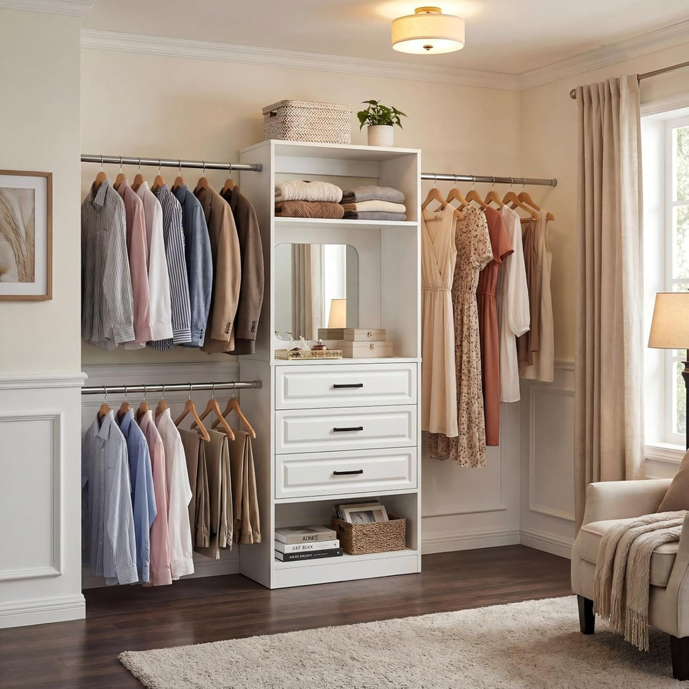Unikito 48" - 96" W Closet System with Mirror and 3 Extendable Hang...