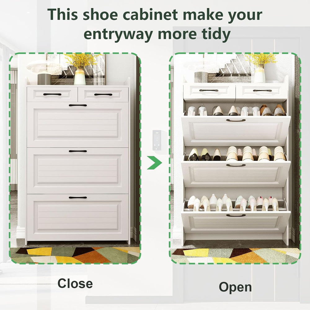 Shoe Cabinet Storage for Entryway with 3 Large Flip Drawers & 2 Drawers