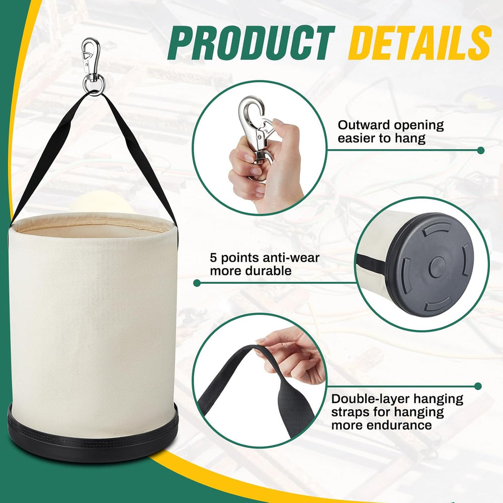 Lineman Canvas Bucket Tool Bag, 15" x 12