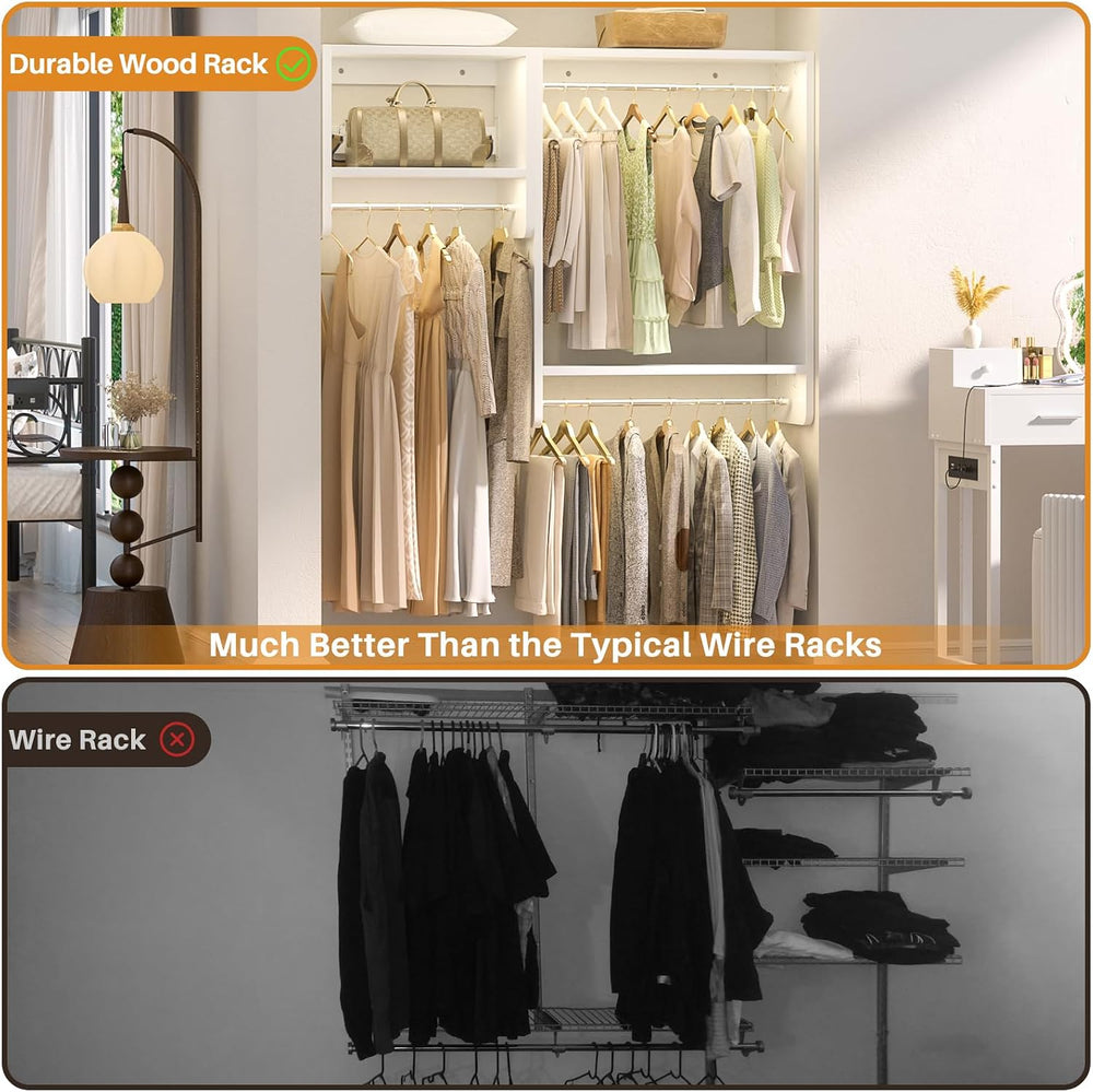 Unikito 36” - 60” Closet System, 5FT Walk in Closet Organizer Starter Kits wi...