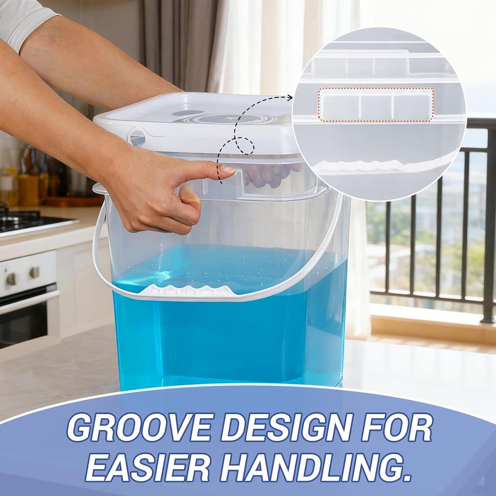 ASEVAT Square 3.5 Gallon Bucket with Lid, Clear Food Grade Storage Containers...