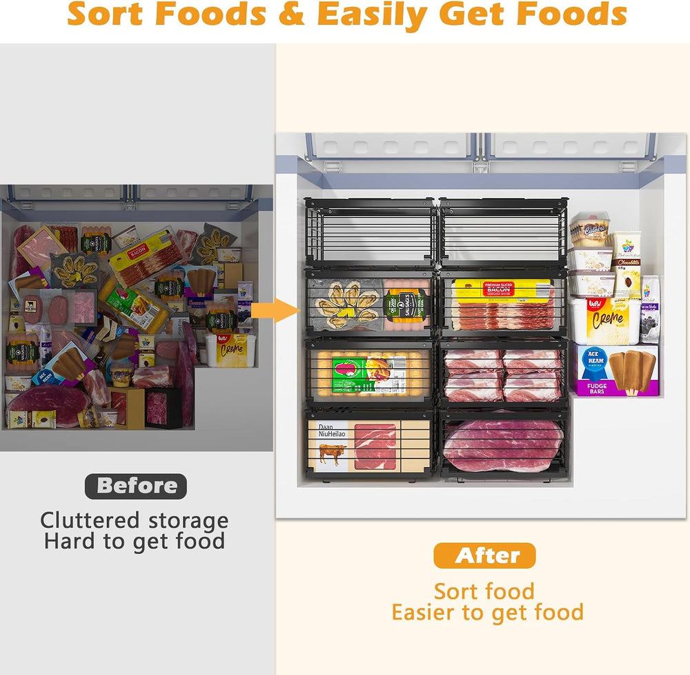 NADAMOO Expandable Chest Freezer Organizer, Stackable Wire Baskets