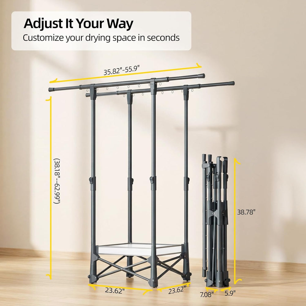 BIREN Clothes Drying Rack Foldable with Drying Net Portable Clothes Rack with...