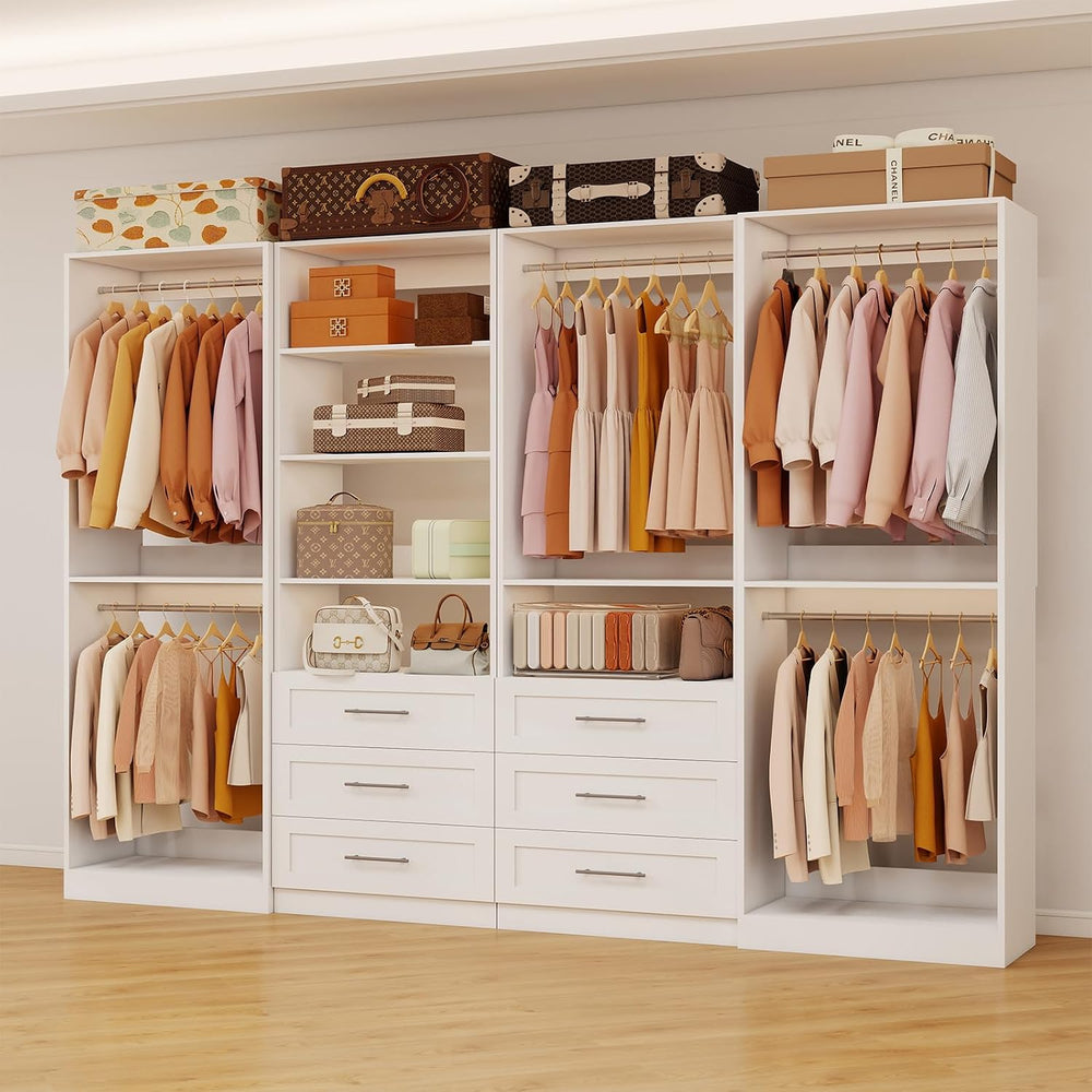 Closet System with 4 Sets, 8FT-21FT Modular Closet Organizer Systems with 6 D...