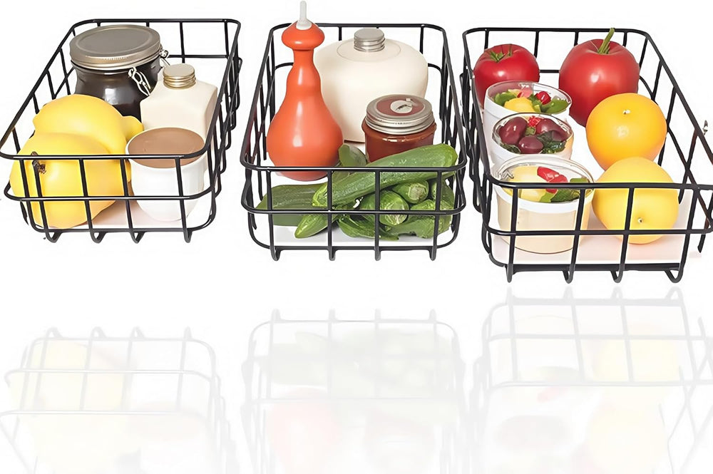 TIEYIPIN Metal Wire Food Storage Basket Organizer with Removable Plastic Line...