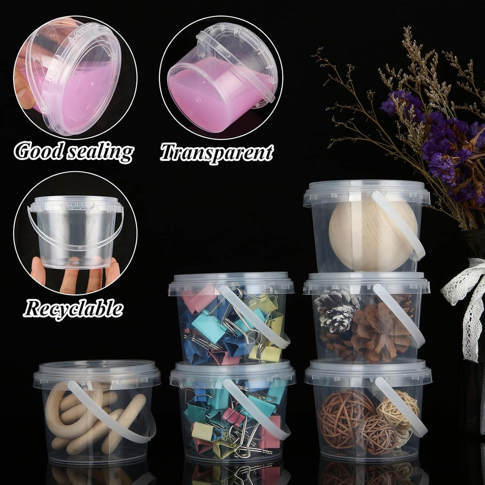 80 PCS 10 oz Slime Containers with Lids and Handles, 300ml Plastic Storage Bu...