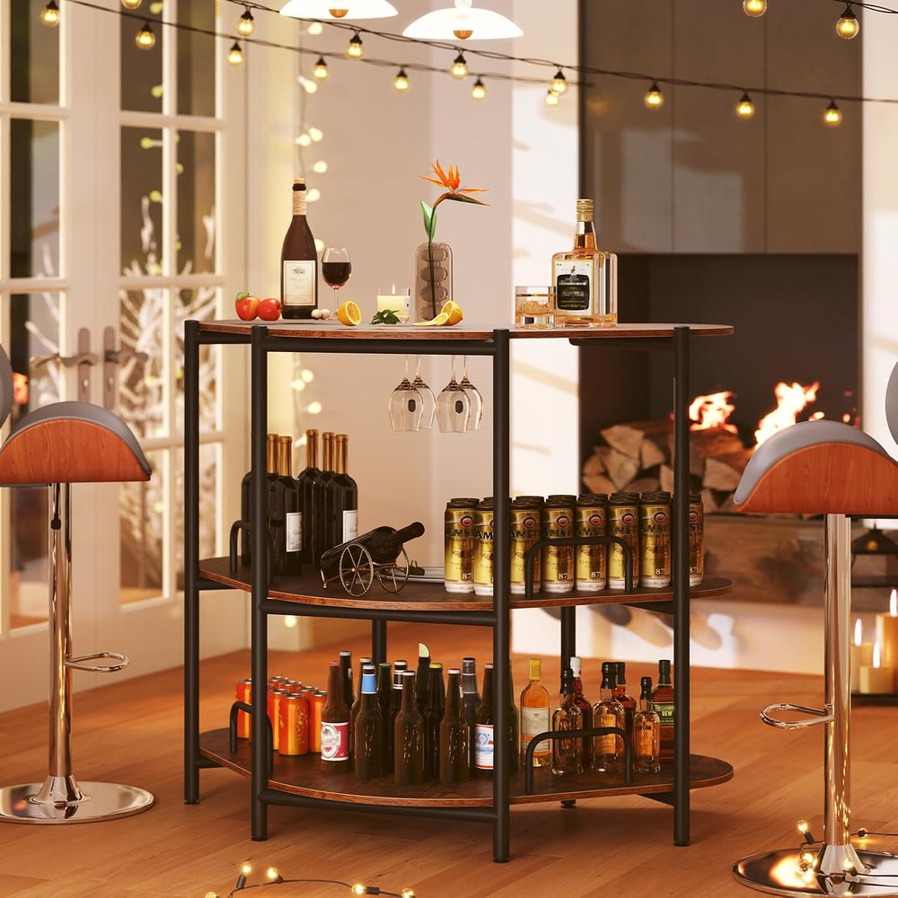 GIANTEX 3-Tier Bar Table, 48"x26"x40" Corner Cabinet, Liquor H...
