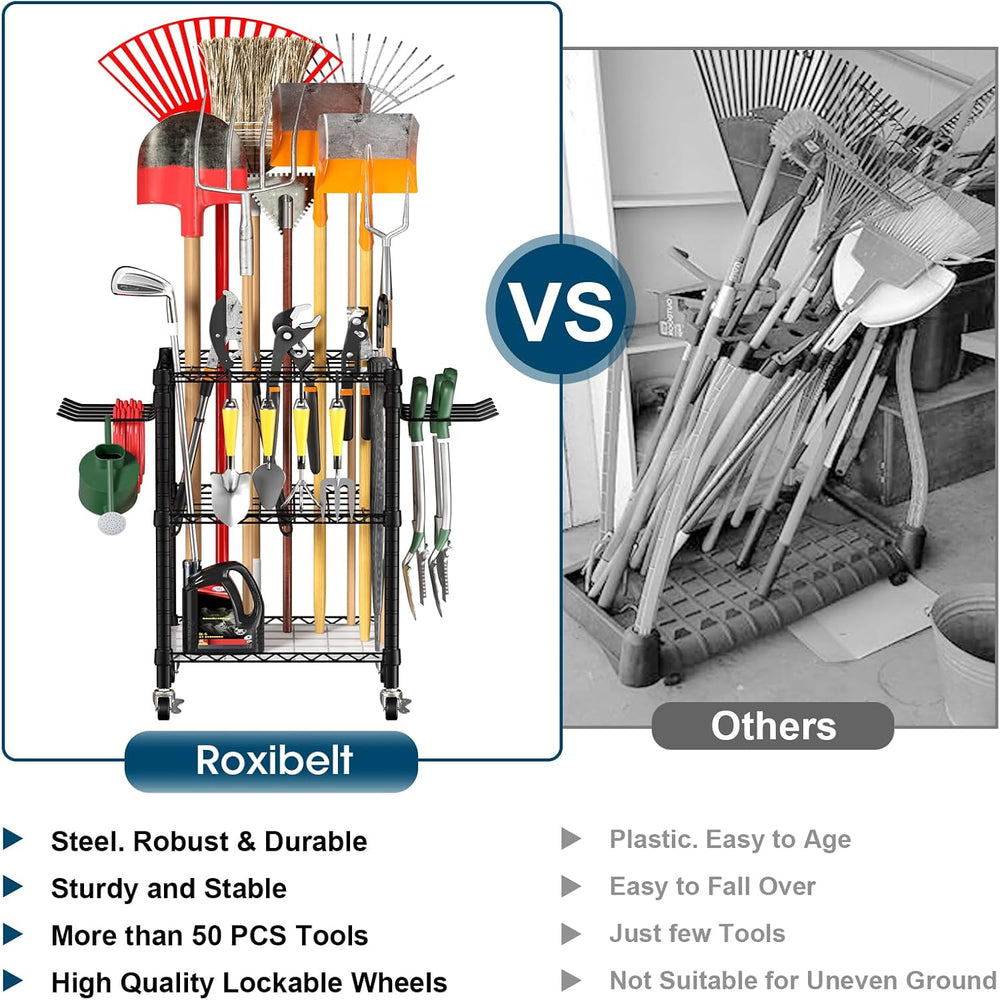 T1 Garden Tool Organizer（With Lockable Wheels）Heavy Duty Garage Tool Storage ...