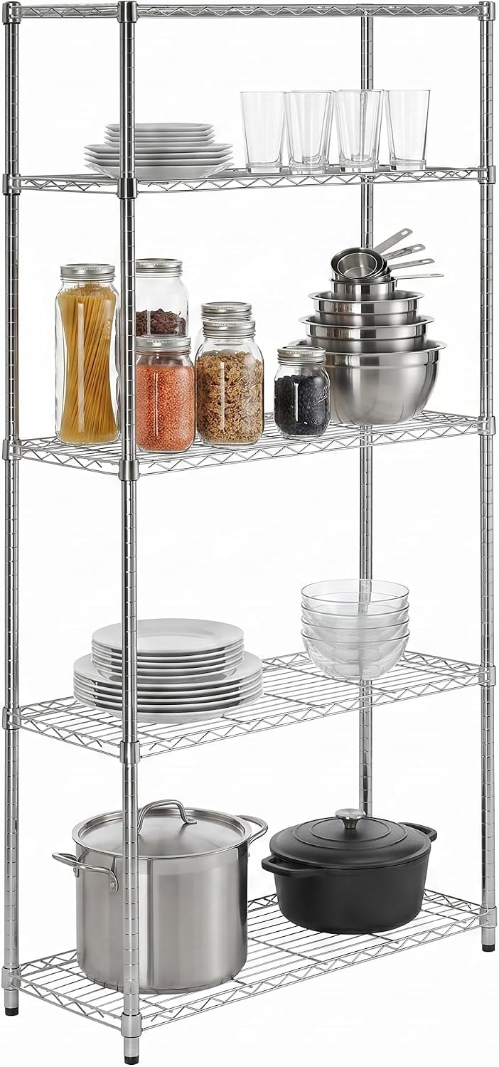 Honey-Can-Do 5-Tier Heavy Duty Adjustable Shelving Unit, 200-lb Per Shelf NSF...