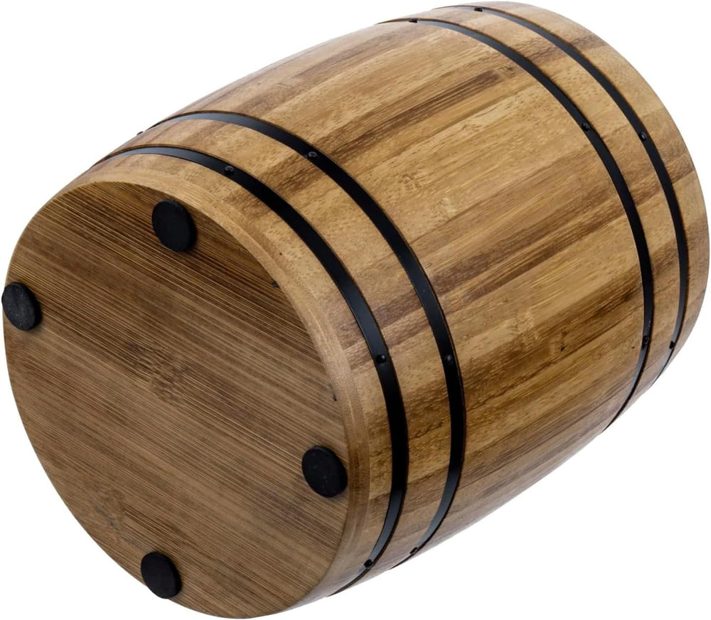 MyGift Wine Barrel Design Kitchen Utensil Crock, Light Brown Solid Bamboo Woo...