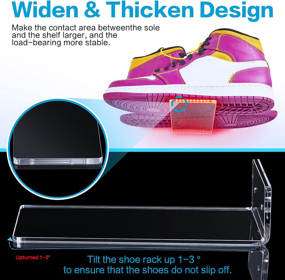 DILIBRA 6 Packs Floating Shoe Display Shelf with Light, Glow Color Changing