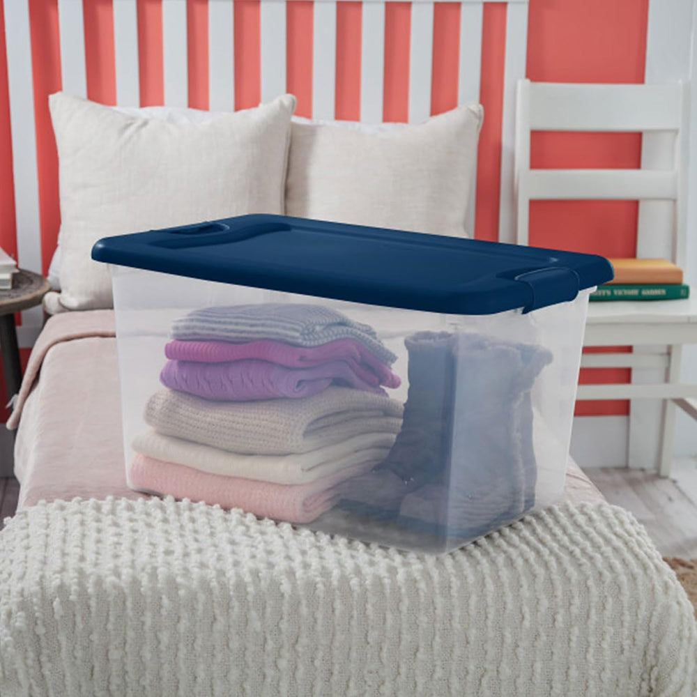 Sterilite Color Program, Large Clear Plastic Storage, 64 Quart, 6-Pack