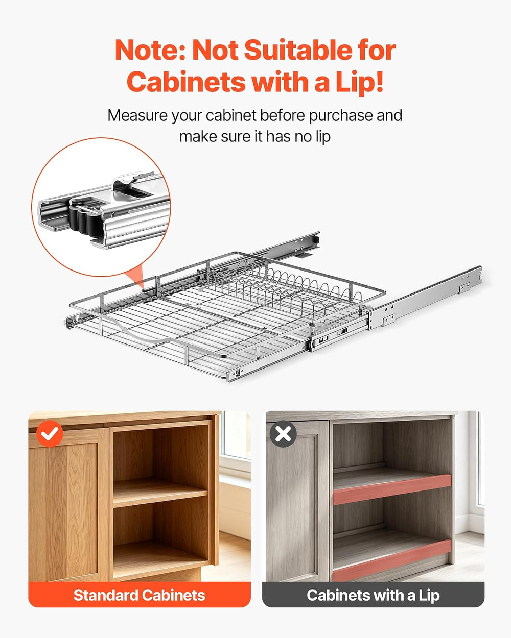 VEVOR Pull Out Cabinet Organizer 19.69"W x 21.06"D Steel Slide Out ...