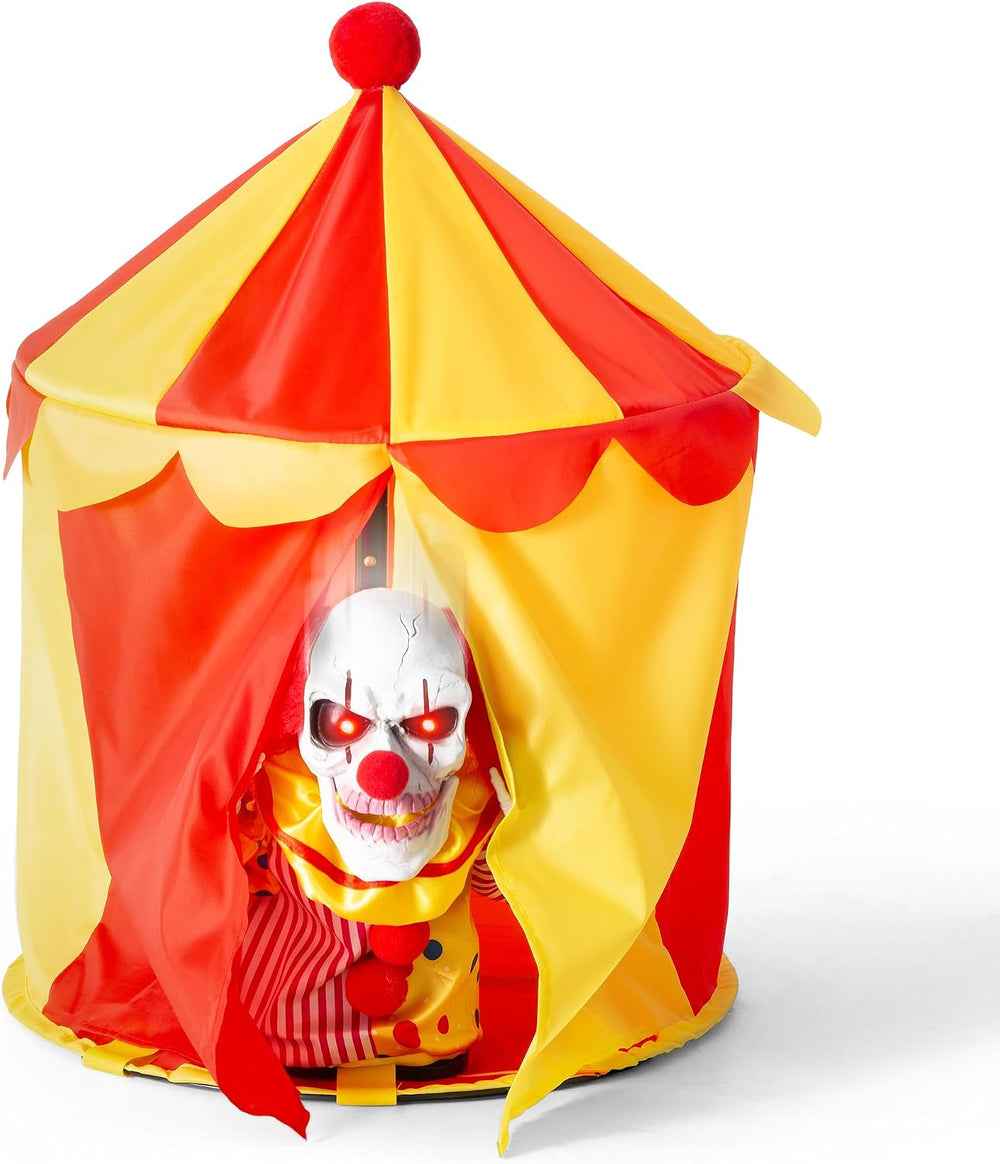Halloween Animatronic Clown Circus Tent Decoration Creepy Peek-a-Boo Clown wi...