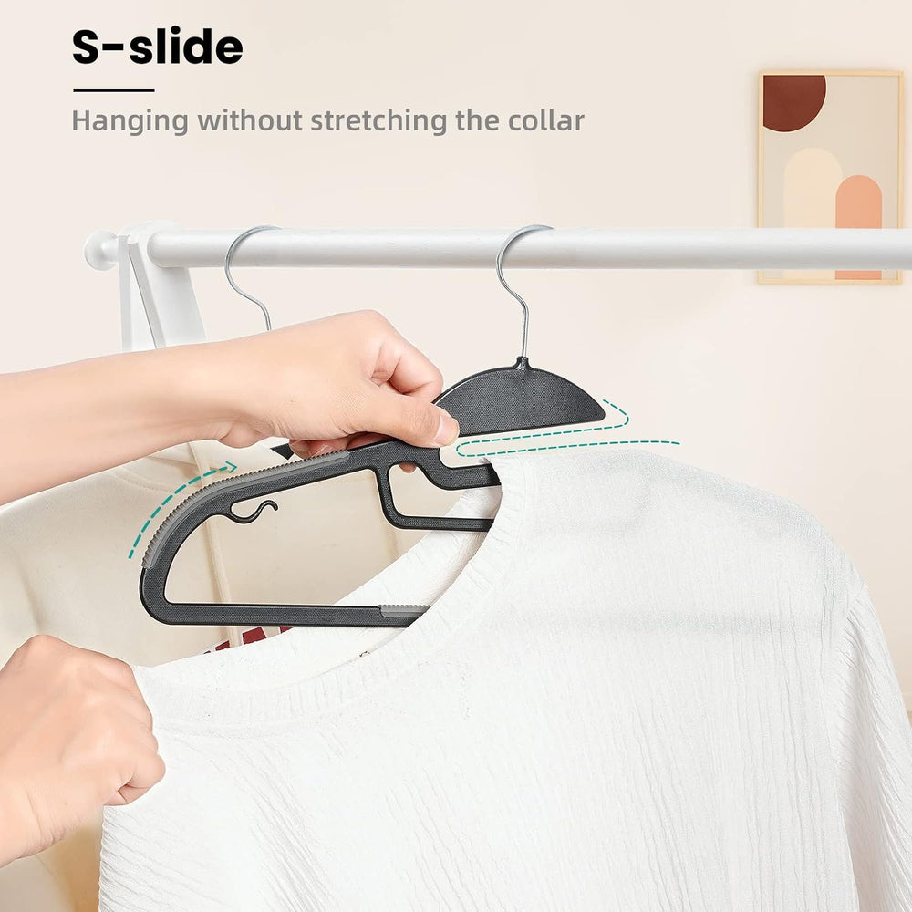 Heavy Duty Plastic Hangers 50 Pack with Non-Slip Design,0.2 Inches Thick,360°...