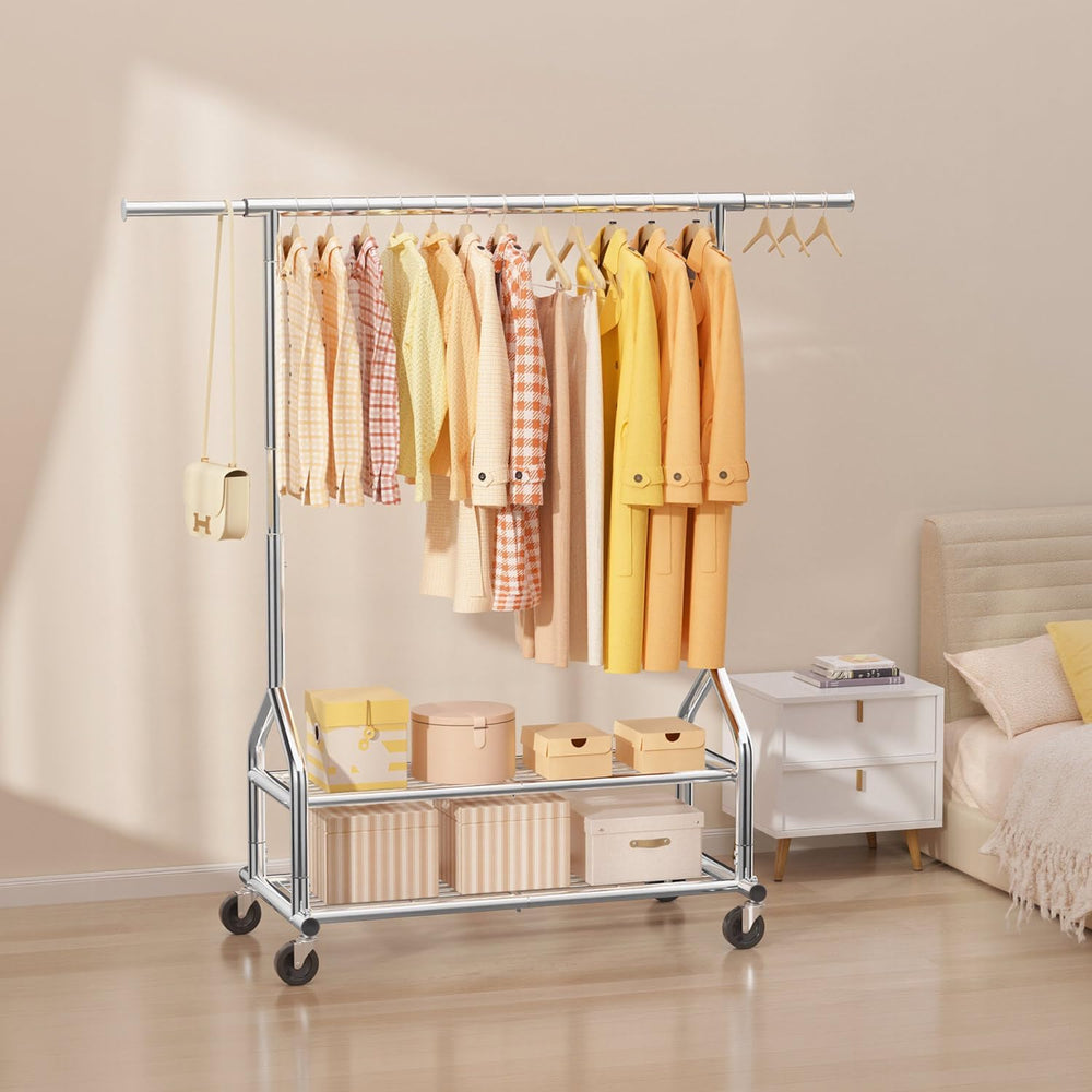 EAGMAK Heavy Duty Clothes Rack Load 556 LBS, Rolling Clothing Rack With Shelv...