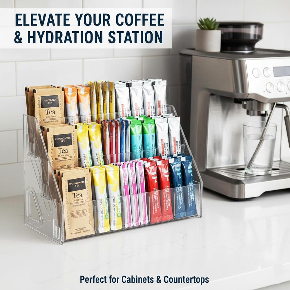 Drink Packet Organizer, 2 Pack 3-Tier Water Flavor Packet Holder