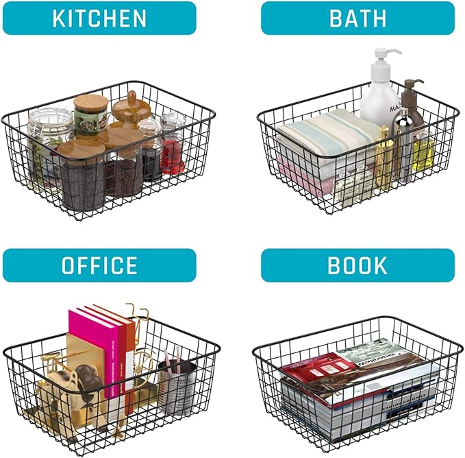 Metal Wire Food Storage Basket Organizer (2 Pack)
