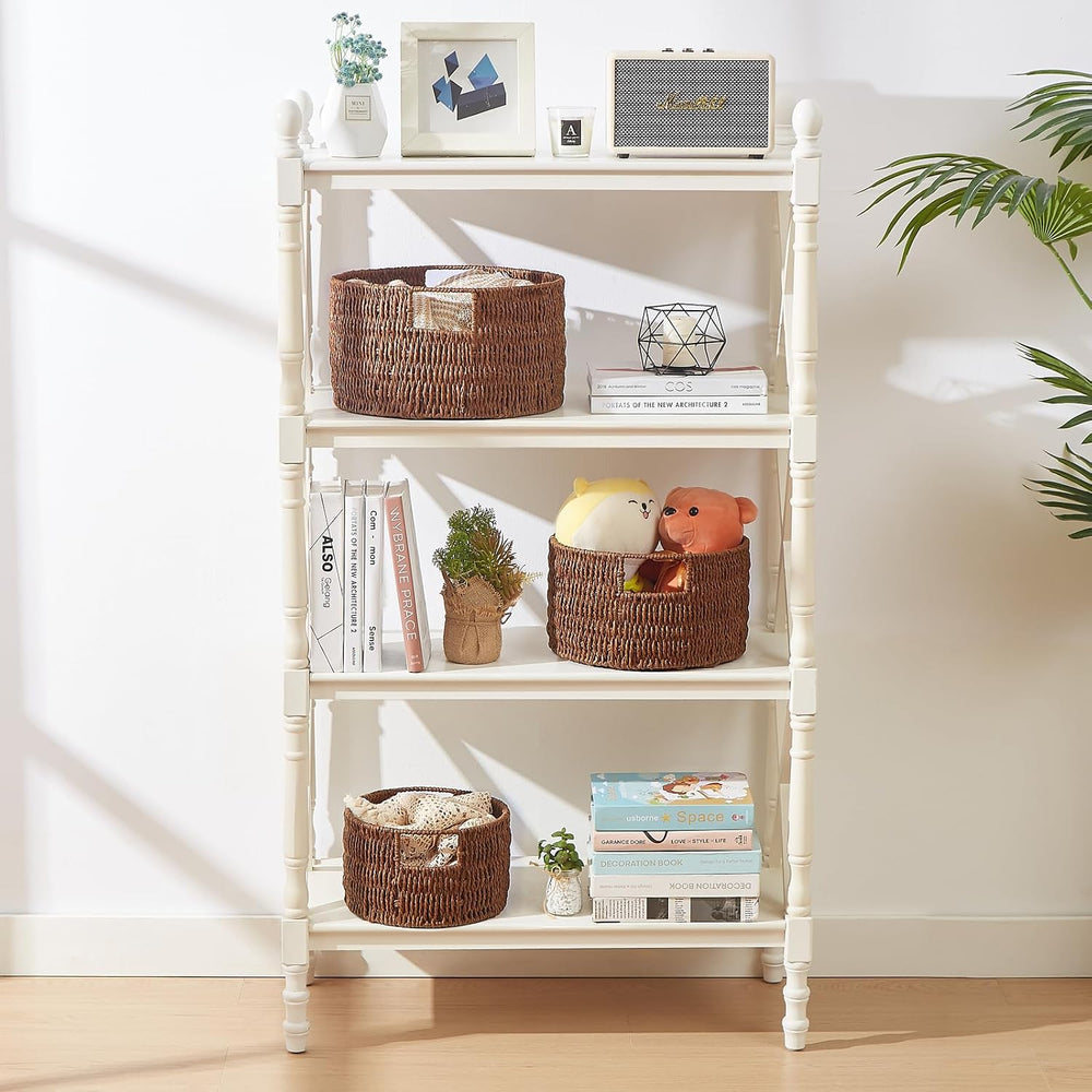 Vagusicc Wicker Storage Basket, Hand-Woven Paper Rope Large Round Woven Baske...