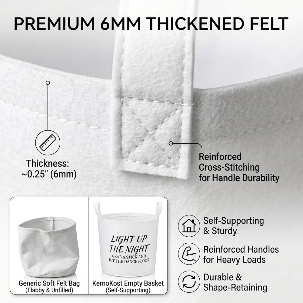 3-Piece Felt Party Baskets Two 15.7" & One 11.8" Bins