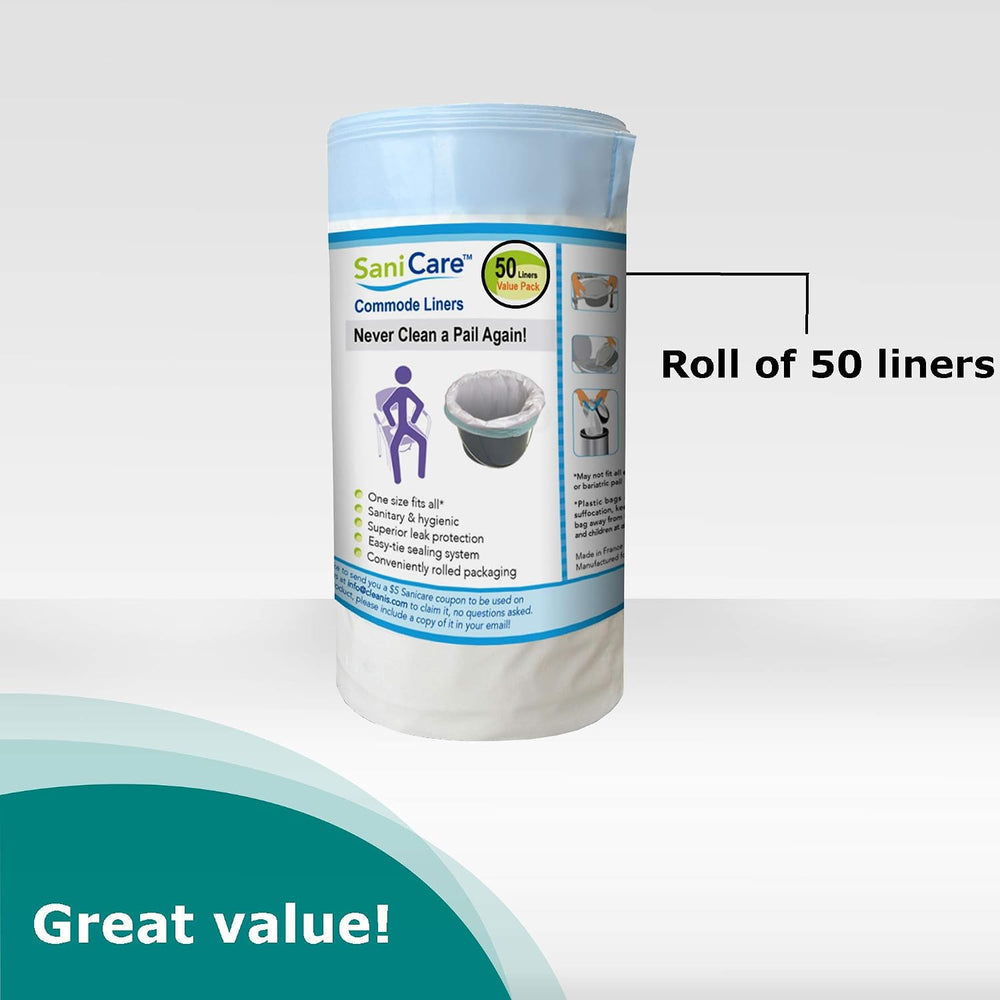 Commode Liners – Pack of 150 Disposable Commode Liners – Fits All Standard Be...