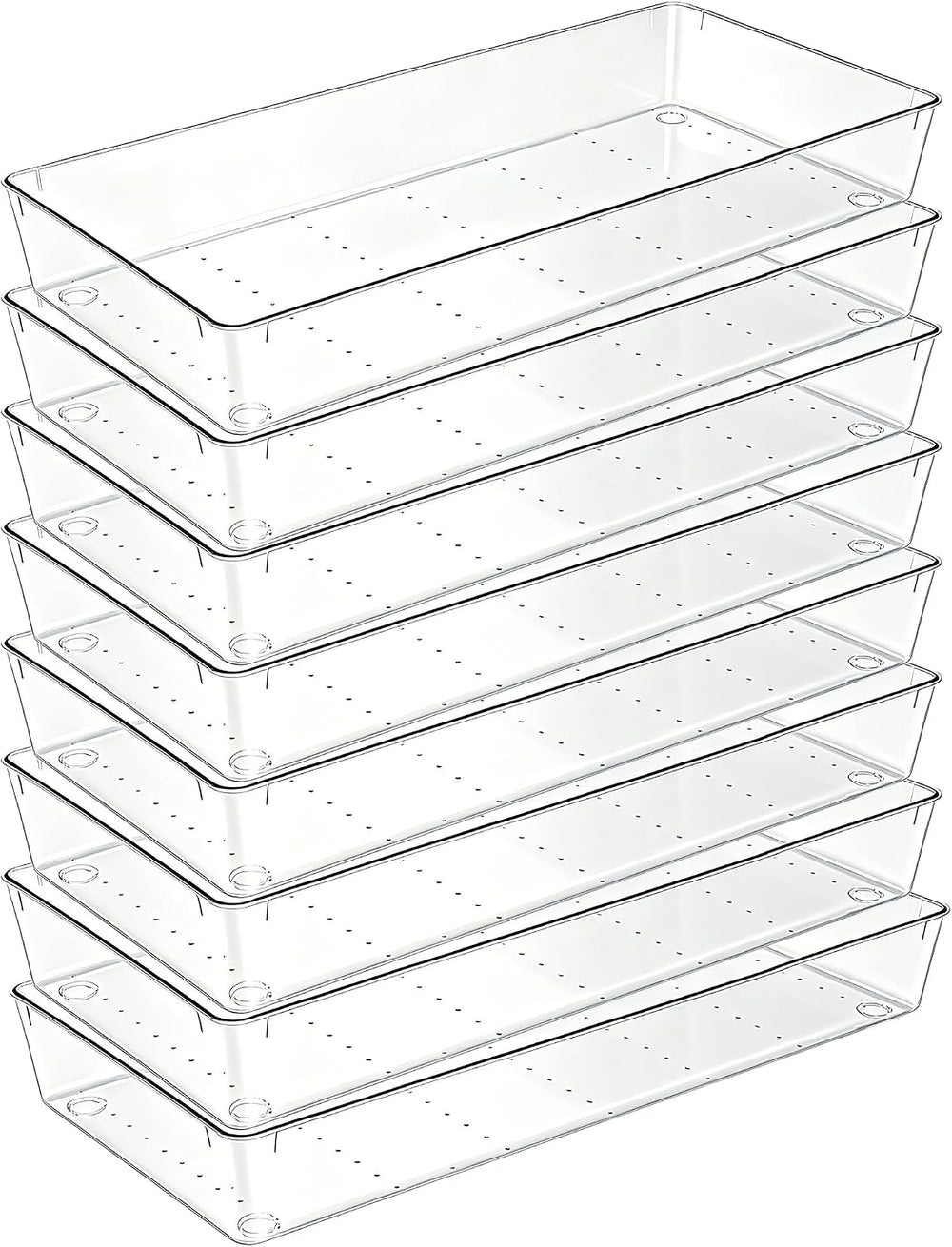 8 Pcs Large Clear Plastic Drawer Organizer,12"x6" Vanity Organizer