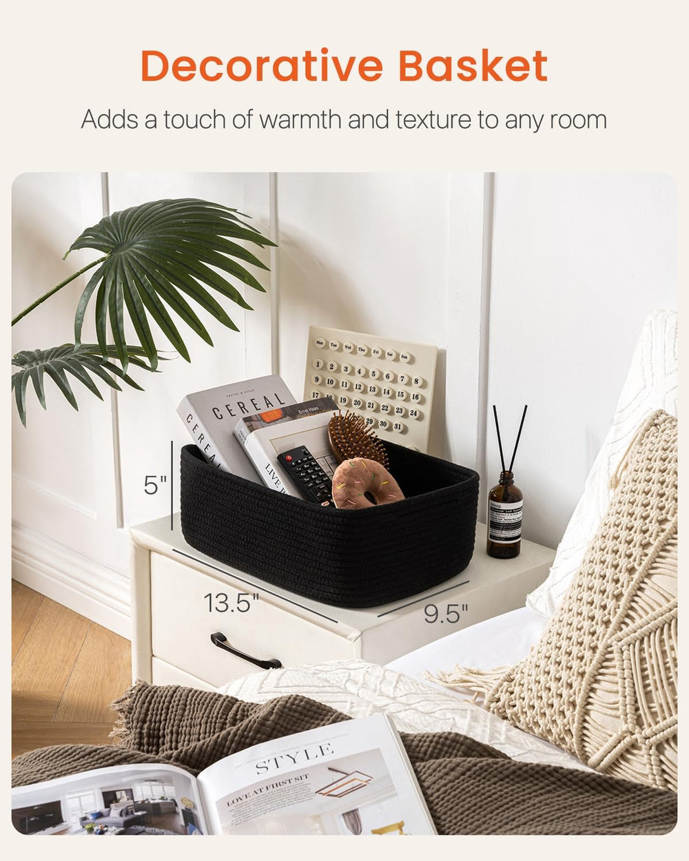 KALLAX Small Woven Storage Basket for Organizing, 13.5x9.5x5 inches, 3 Pack