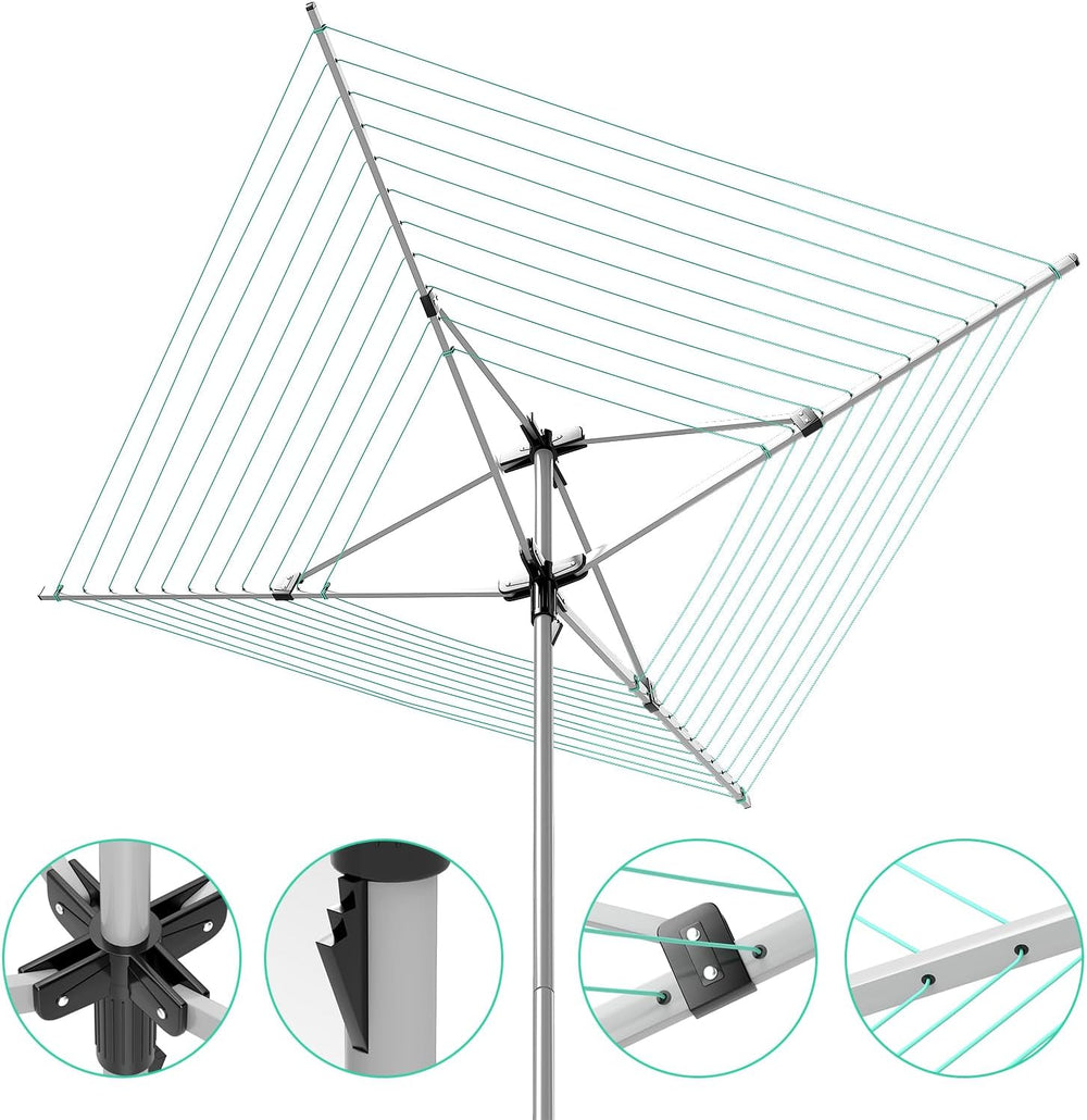 tonchean Adjustable Height Rotary 4-arm Clothesline Umbrella Drying Rack