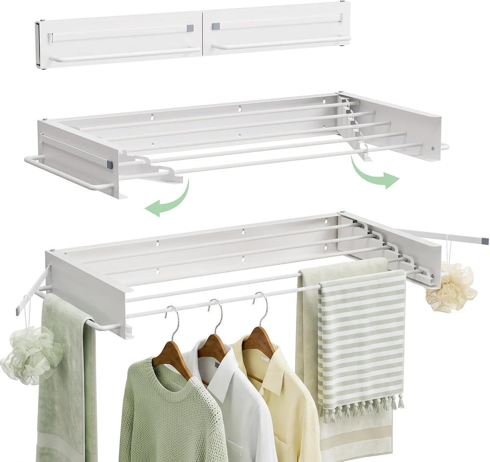 Wall Mounted Drying Rack, 31.5" Foldable Laundry Drying Rack, 60lbs Capa...